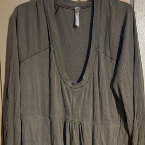 Free People light army green ribbed cotton jumpsuit in a large